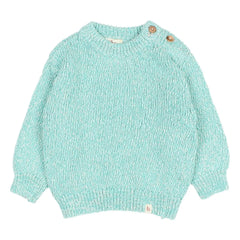 Búho - Aqua Chiné Bio-Baumwoll-Babypullover