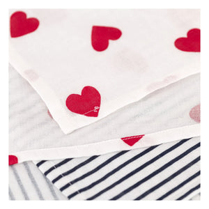 Petit Bateau – Batch 2 Wickelunterlage mit Herzmuster | Weiß