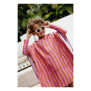 Beach & Bandits - Aloha Gestreifter Poncho aus Bio-Baumwolle | Rosa