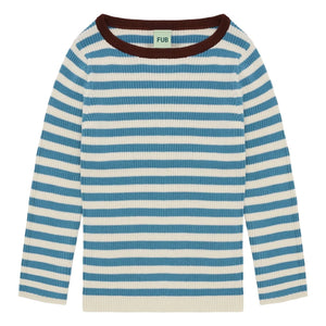 FUB - Dünner Bio-Baumwoll-Rippstrickpullover | Azurblau