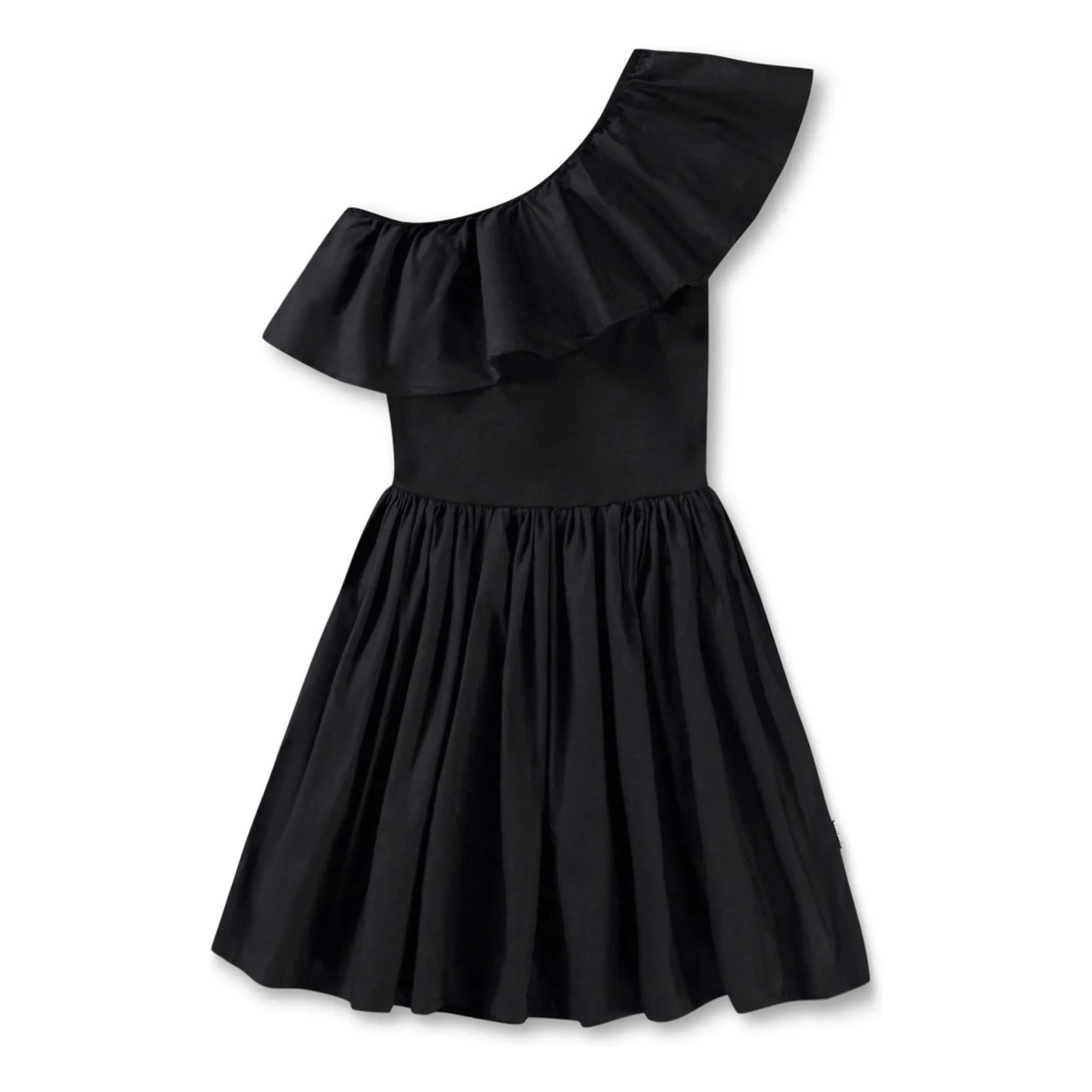 Molo - Chloey Bio-Baumwoll Asymmetrisches Rüschenkleid | Schwarz