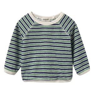 Cozmo - Fenix Gestreiftes Handtuch-T-Shirt | Marineblau