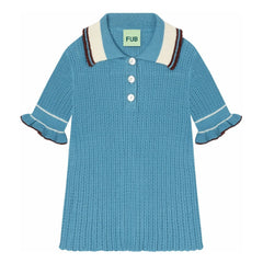 FUB - Polo Pointelle Feine Bio-Baumwollstrickware | Azure Blau