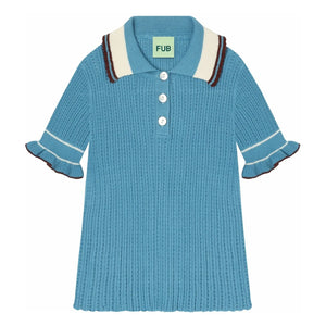 FUB - Polo Pointelle Feine Bio-Baumwollstrickware | Azure Blau