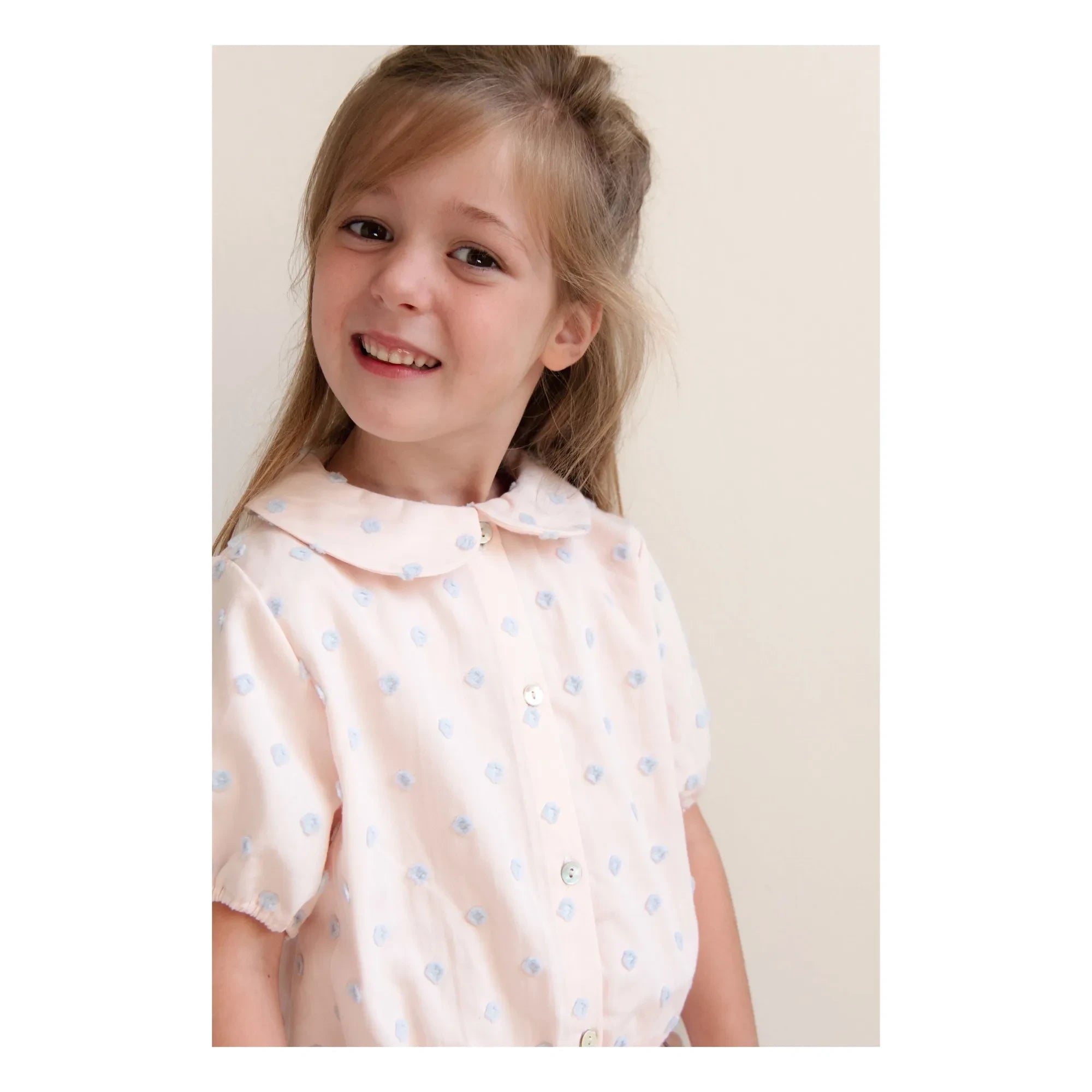 Jenest - Claudine Yaka Molly Pois Bio-Baumwollbluse | Hellrosa
