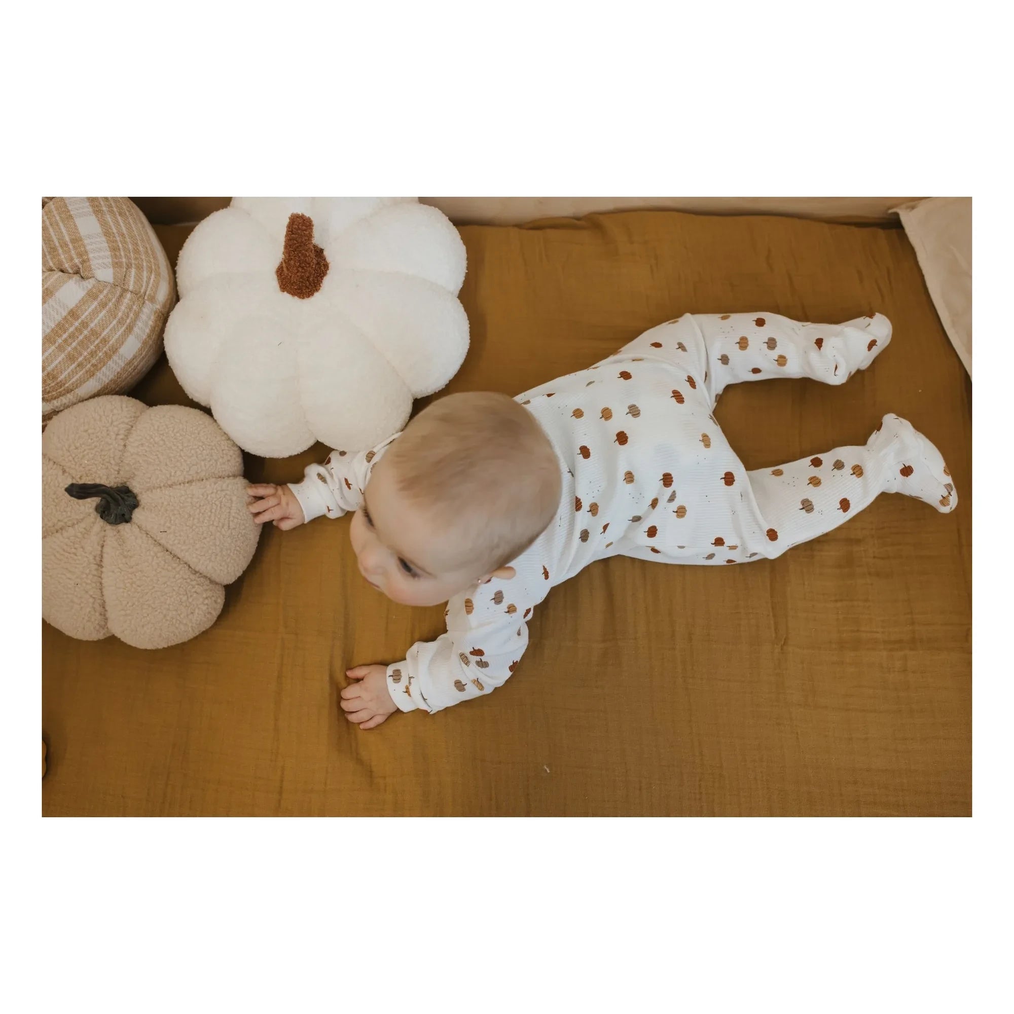 Petit Lem - Pyjama aus Bio-Baumwolle mit Rippenmuster und Kürbis-Print, wandelbar | Grau