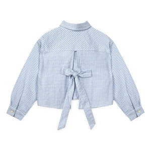 Mipounet - Sylvie Gestreifte Bluse mit Schleife | Hellblau