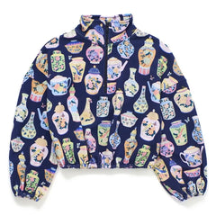 Maison Mangostan - Porzellan-Sweatshirt mit Reißverschluss | Dunkelblau