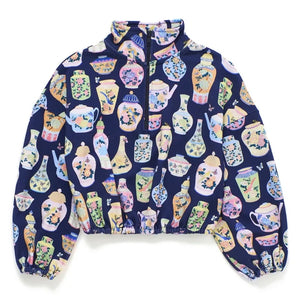 Maison Mangostan - Porzellan-Sweatshirt mit Reißverschluss | Dunkelblau