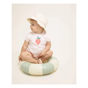 Búho - Bio-Baumwoll-Baby-T-Shirt mit Erdbeeren | Blassrosa
