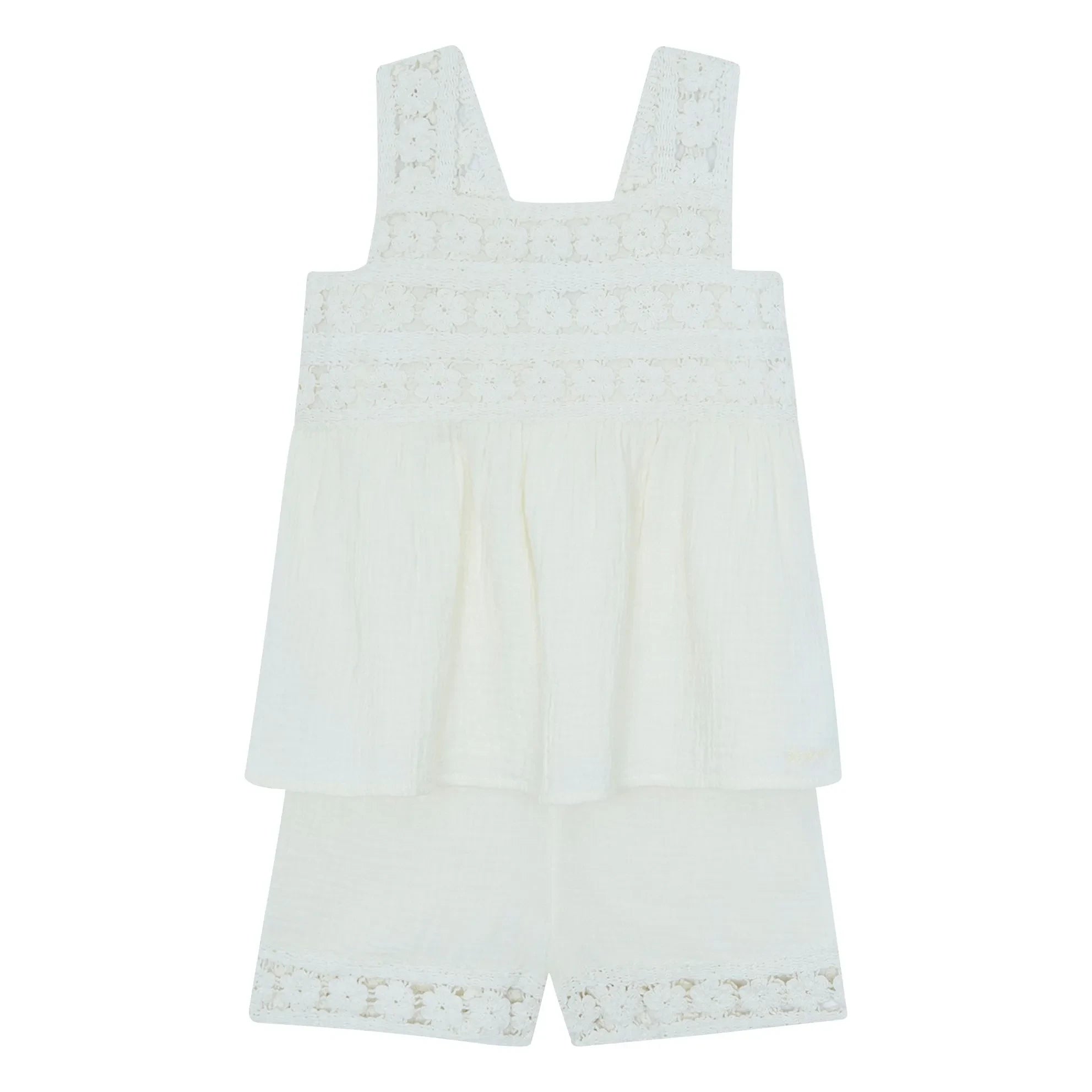 Bonton - Nouki Set aus Baumwoll-Musselin-Trägerhemd und Shorts | Ecru