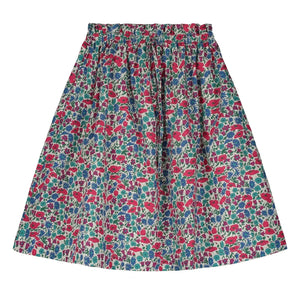 Tangerine - Midi-Rock mit Blumenmuster und elastischem Bund | Himbeerrot