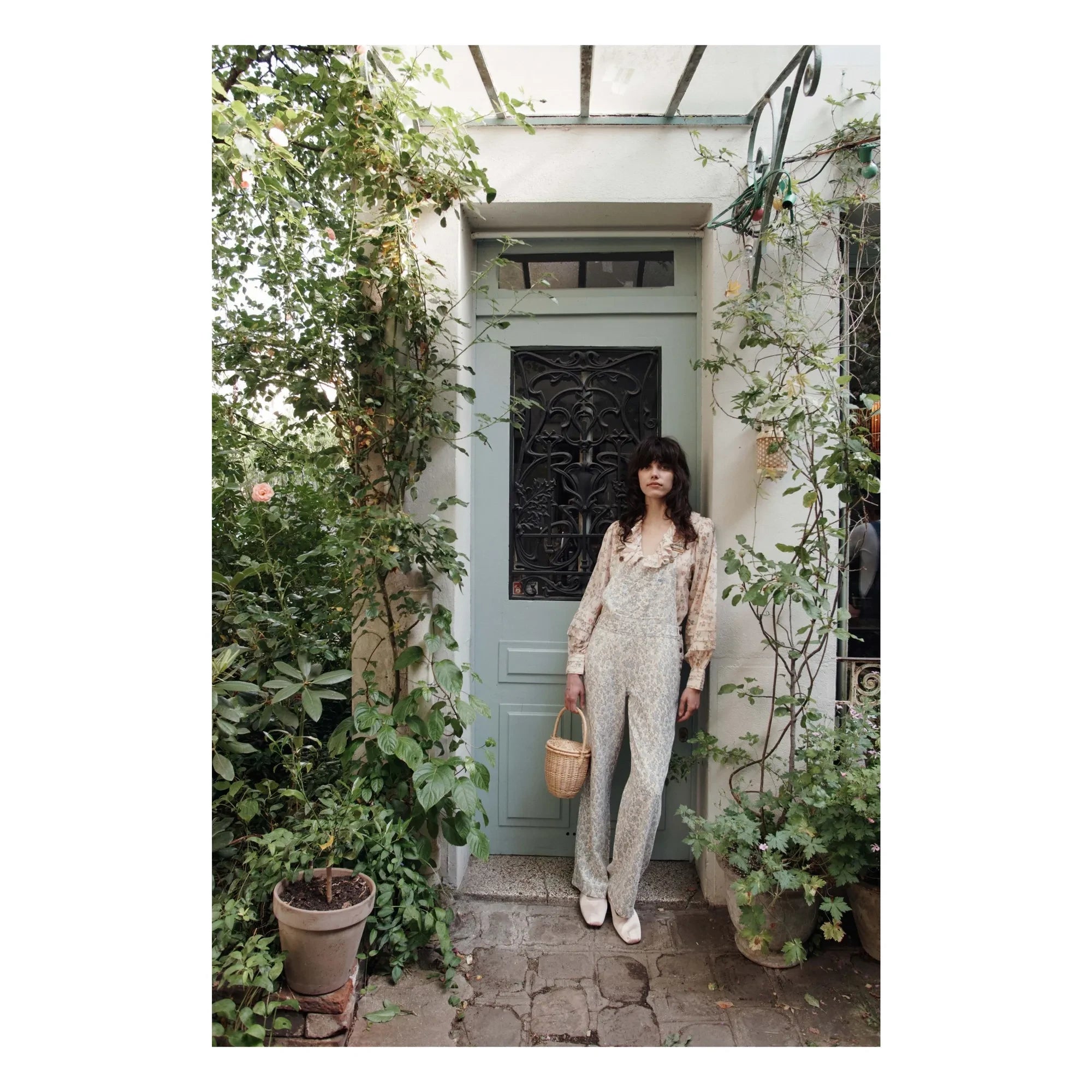 Emile et Ida - Blau | Baumwoll Latzhose mit Blumenmuster