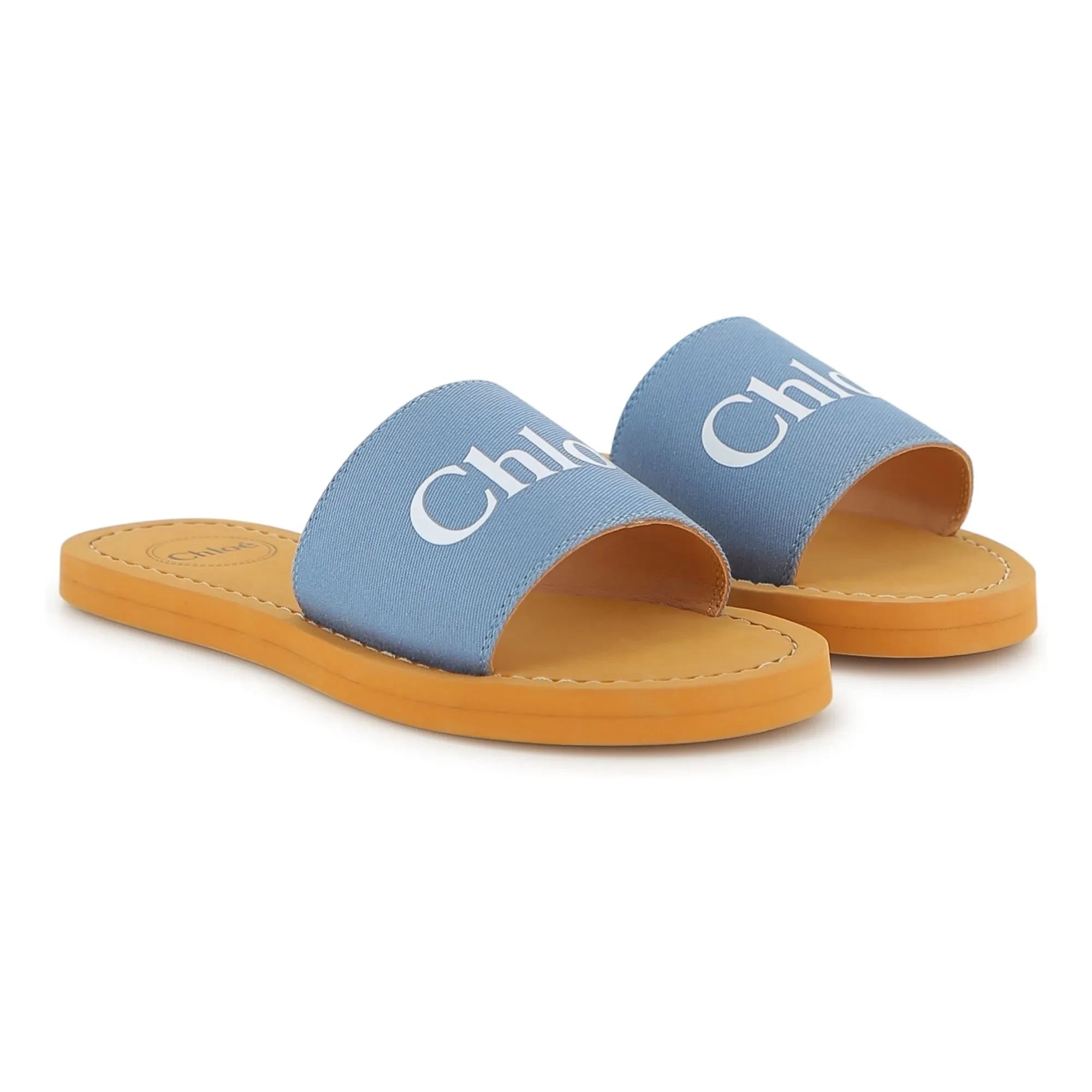 Chloé - Logo Sandalen | Grau-Blau