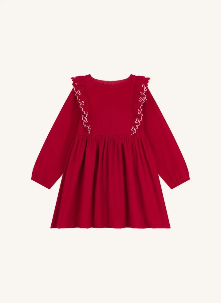 Petit Bateau - Rüschiges Kleid aus Bio-Baumwolle | Rot