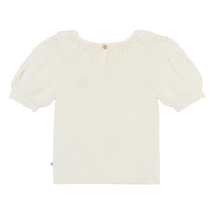 Bonton - Niko Kurzärmliger Pullover mit Claudine-Kragen | Ecru