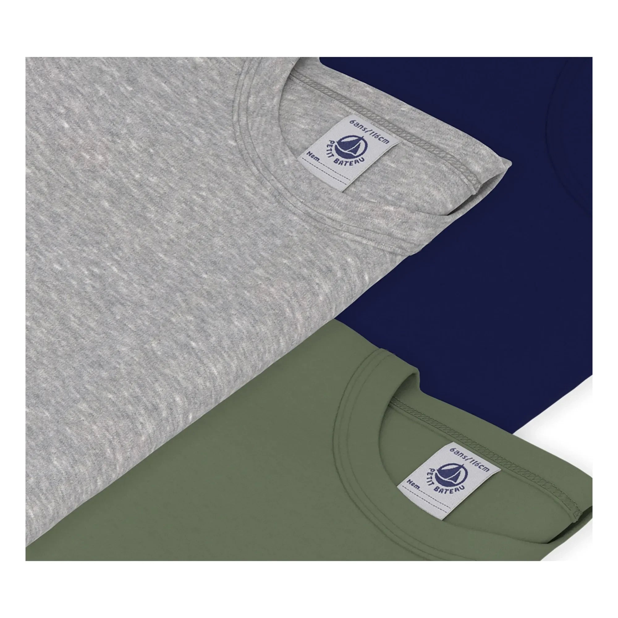 Petit Bateau - 3er-Pack unifarbene T-Shirts | Khaki