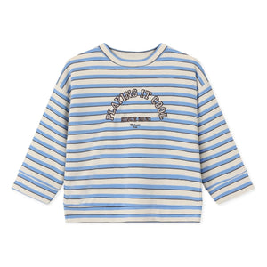 Fliink - Alvin gestreiftes Bio-Baumwoll-Sweatshirt | Hellblau
