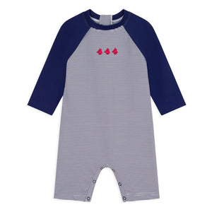 Petit Bateau - Gestreifter UV-Schutz-Badeanzug | Blau