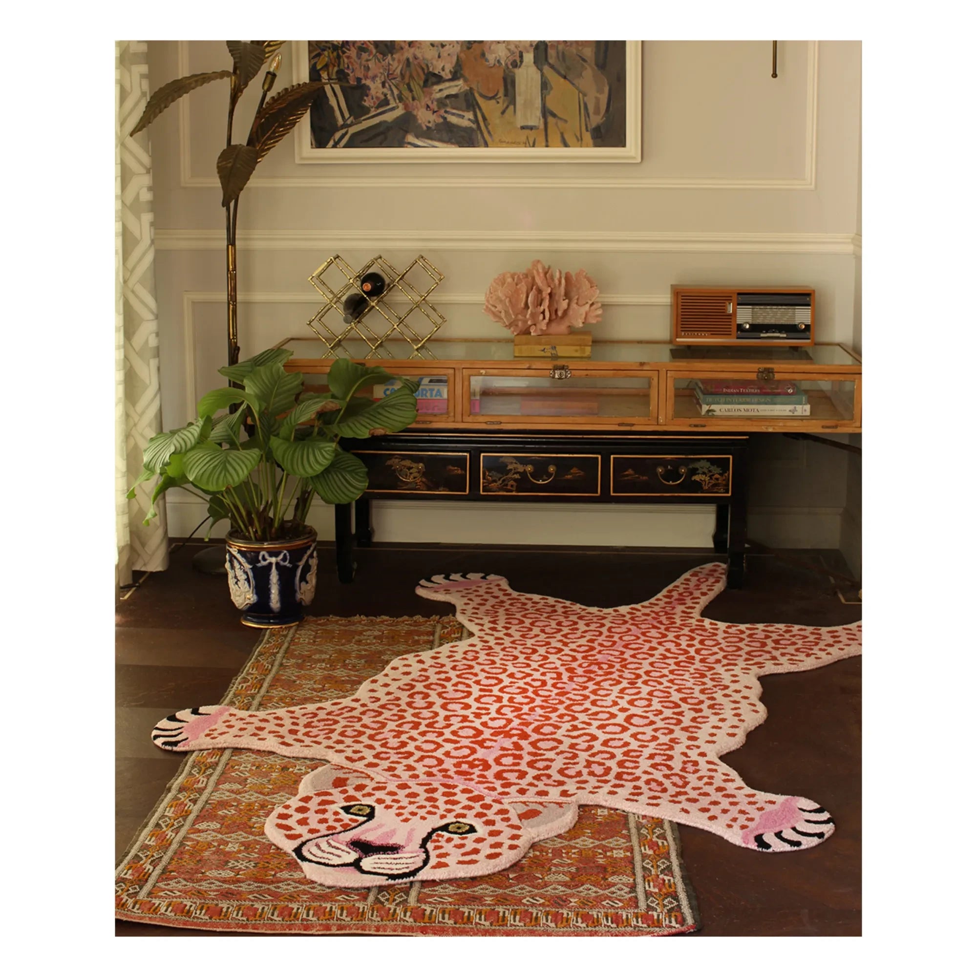 Doing Goods - Rosa Wolle Leopard Teppich | Rosa