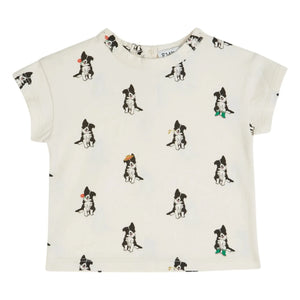 Emile et Ida - Border Collie organik pamuklu T-shirt | Krem