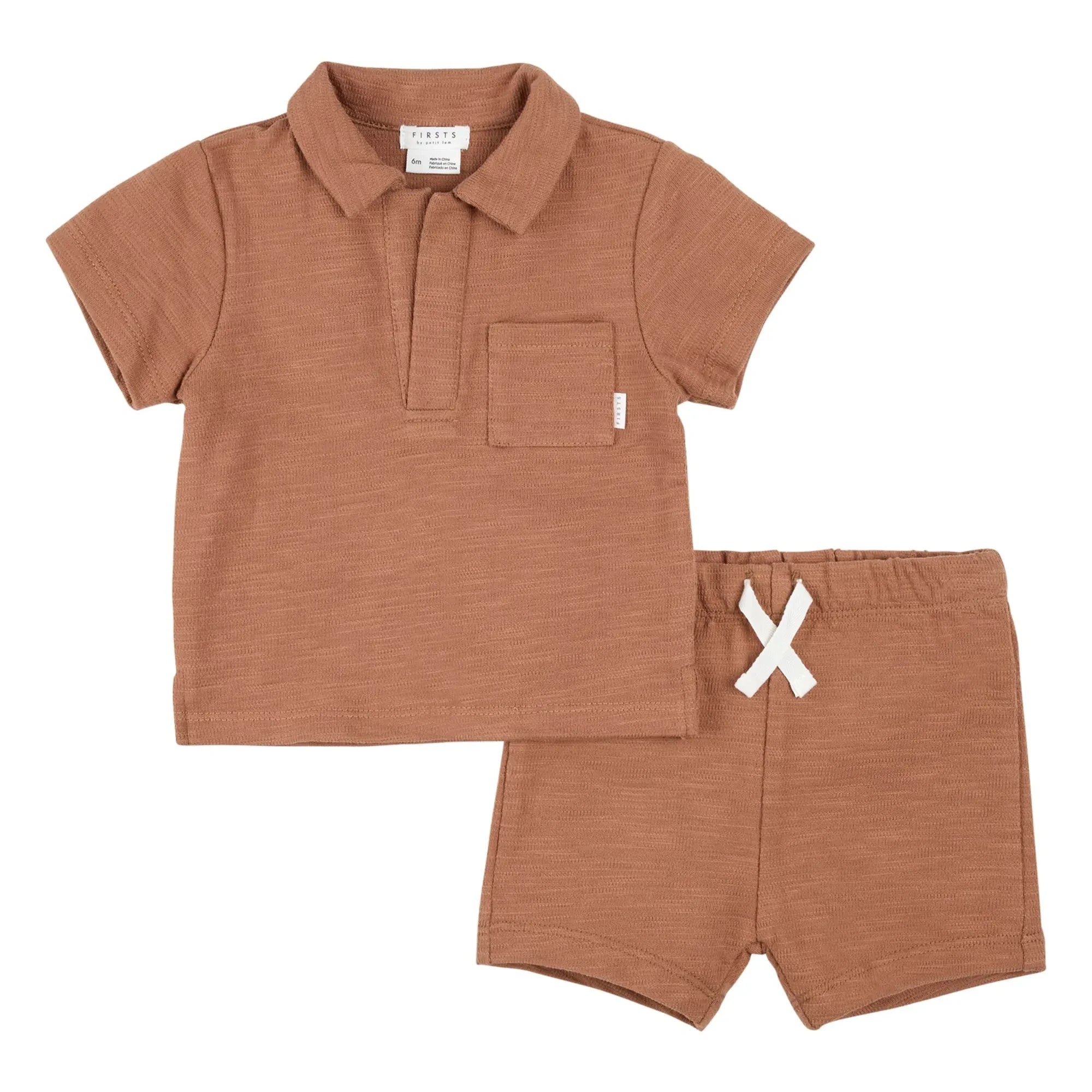 Petit Lem - Bio-Baumwoll Frottee T-Shirt und Shorts Set | Lehm