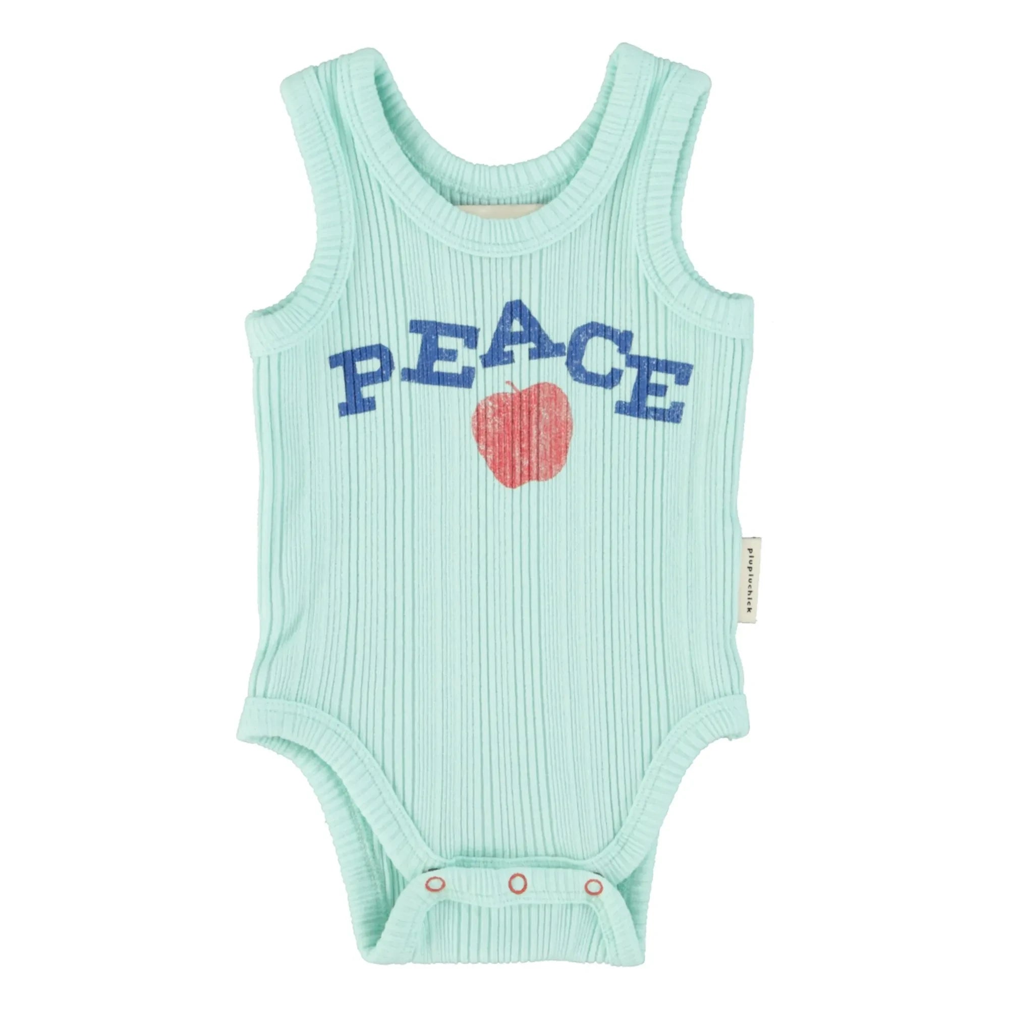 Piupiuchick - Peace Bio-Baumwoll-Body mit Rippenmuster | Türkis