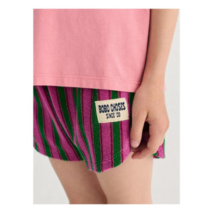 Bobo Choses - Gestreifte Frottee-Shorts | Grün