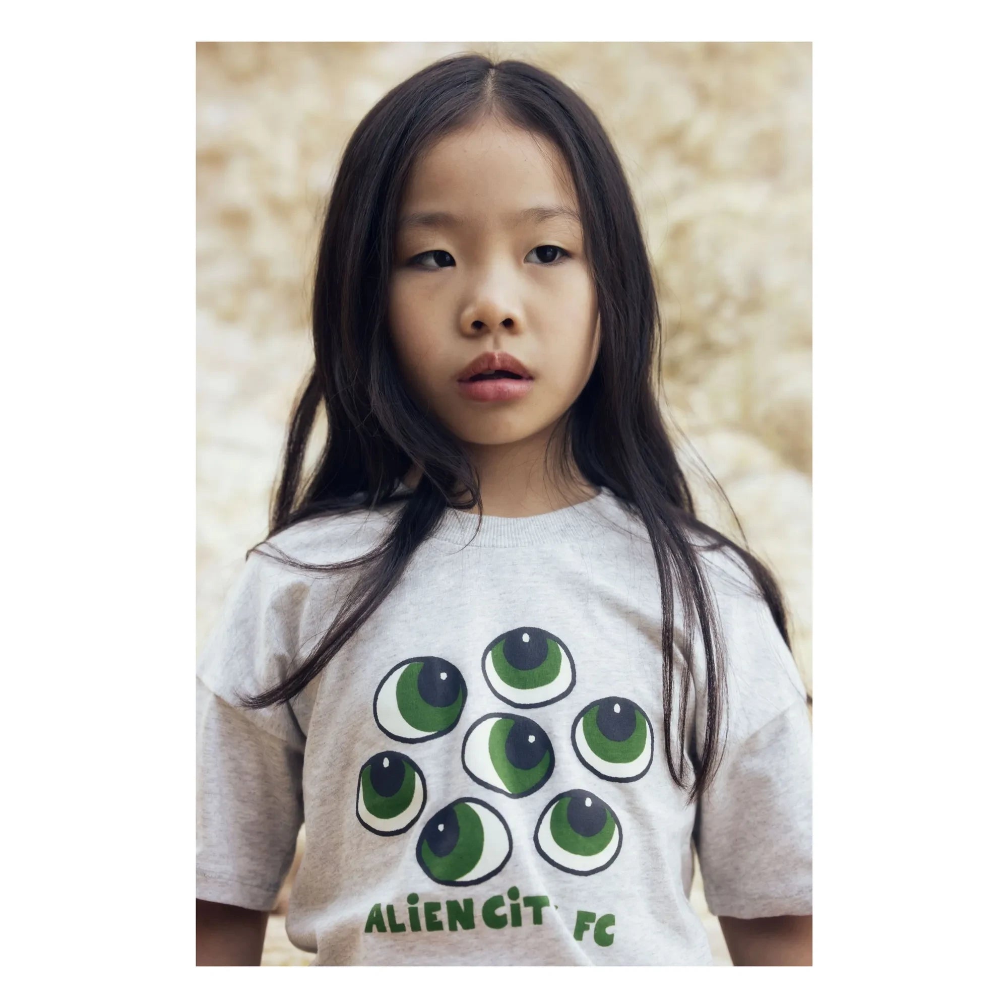 Mini Rodini - Bio-Baumwolle Augen T-Shirt | Grau Meliert