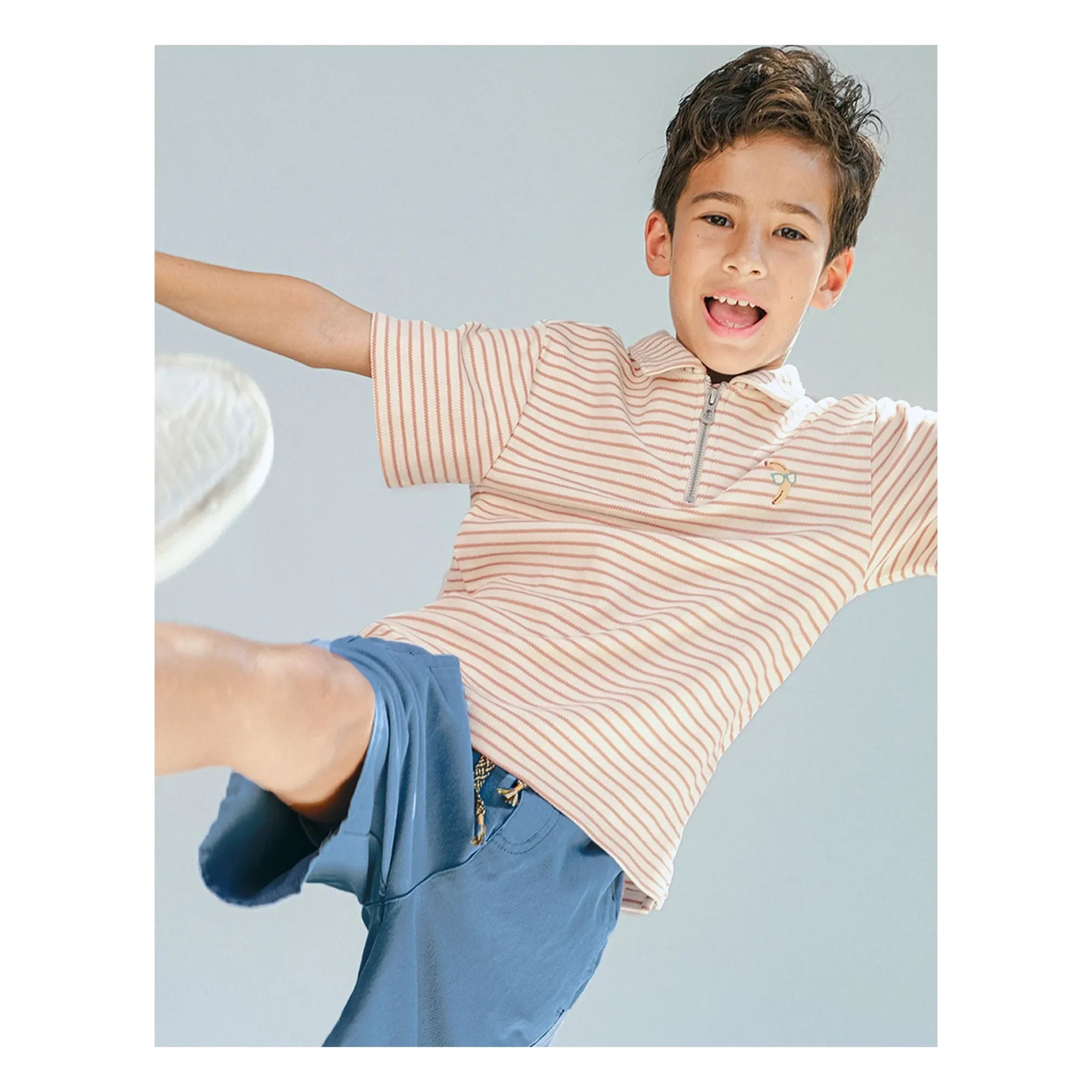 Gingersnaps - Polo Bruno Gestreifter Twill | Ecru