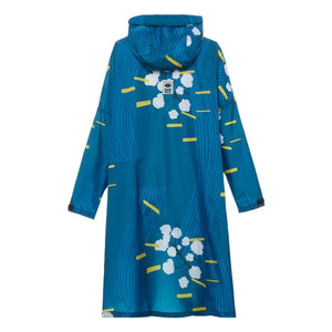 Rainkiss - Japanische Kirschblüte Wasserdichter Poncho | Blau