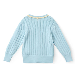 Copenhagen Colors - Strickjacke aus Pointelle-Biobaumwolle | Hellblau