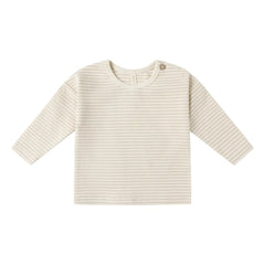Quincy Mae - Gestreiftes Bio-Strick-T-Shirt | Hafer
