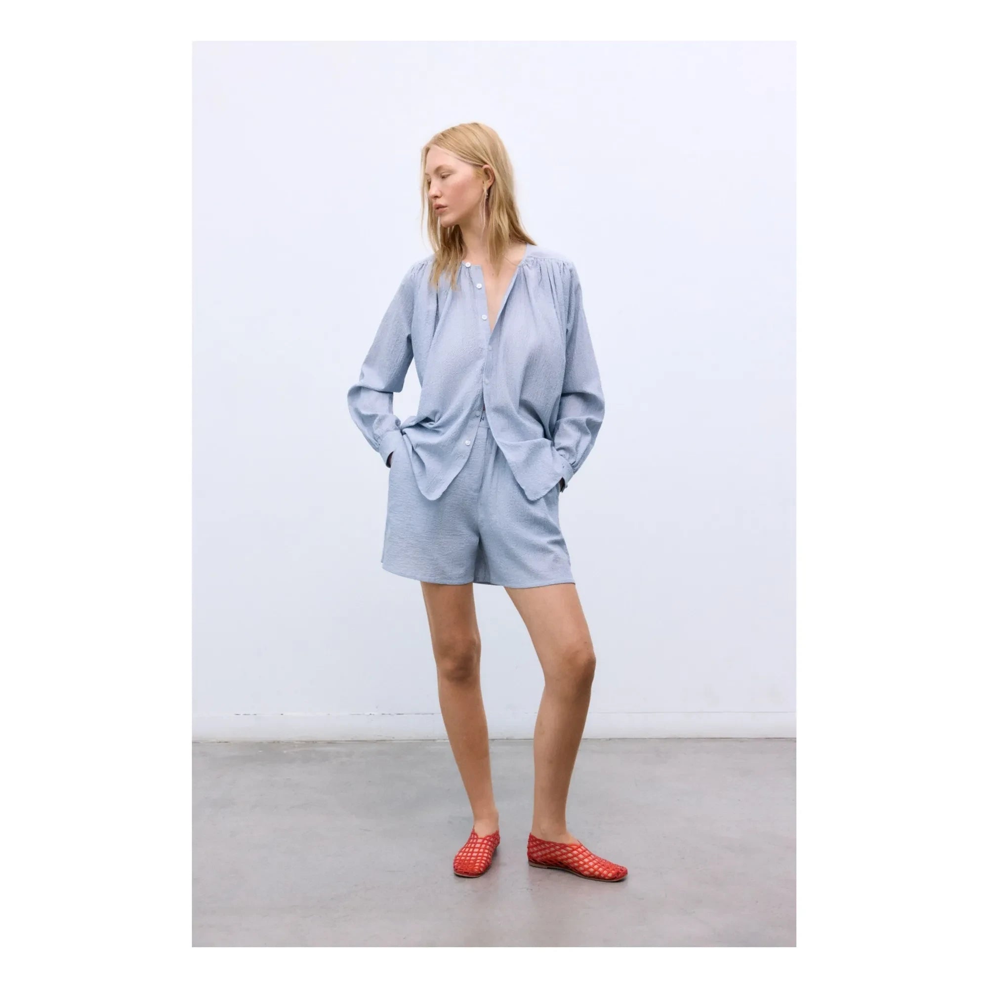 the new society - Cloe Baumwoll-Minirock | Hellblau