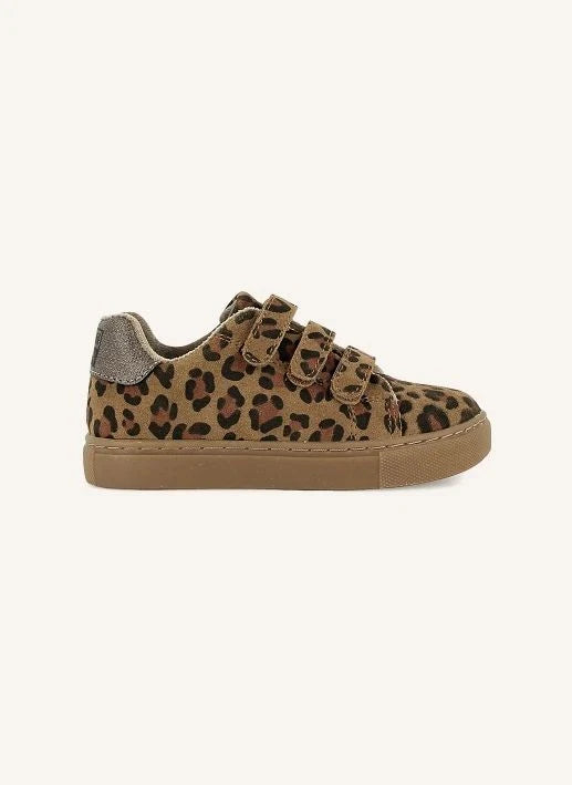 Bonton - Basil Leopar Desenli Kadife Sneakerlar | Kahverengi