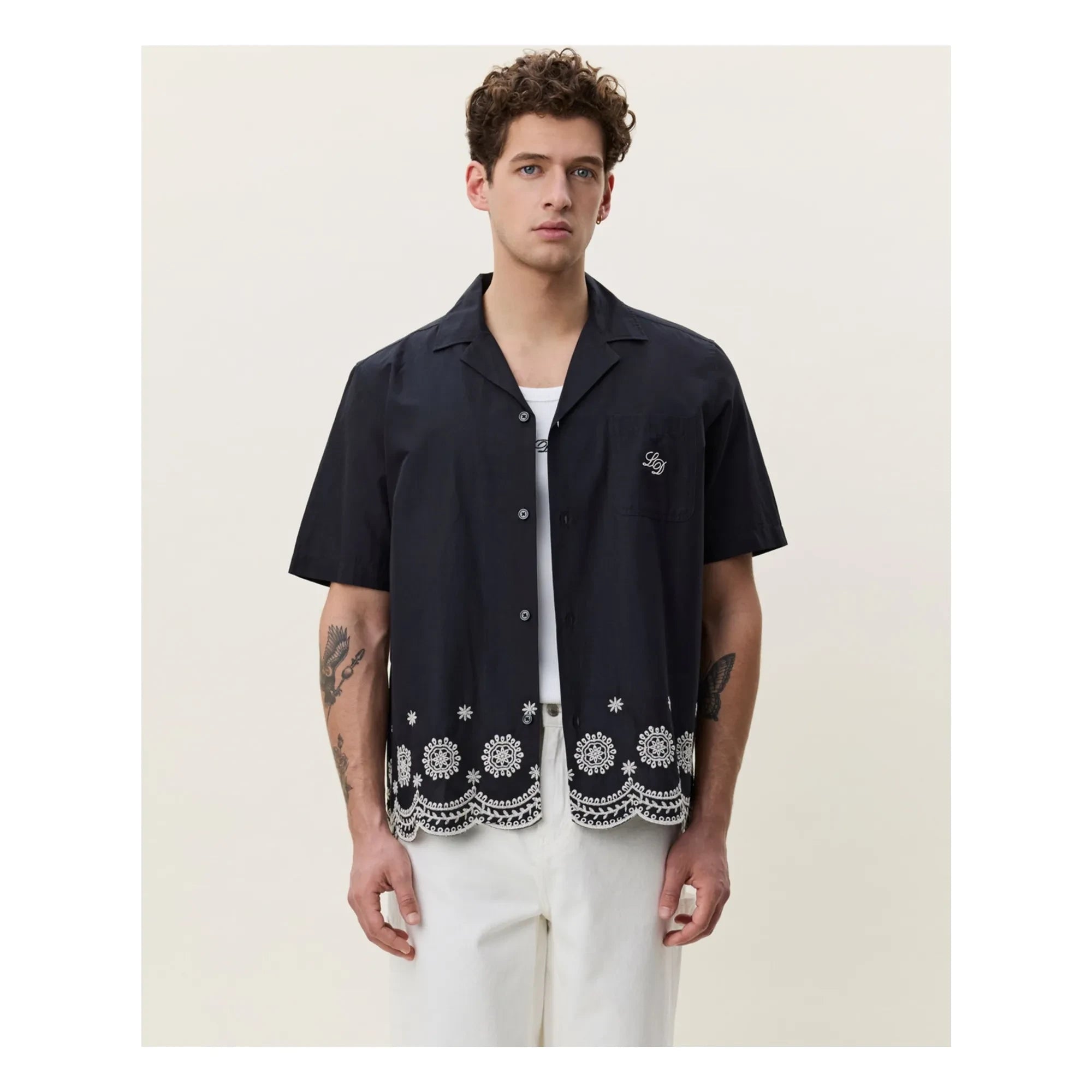Les Deux - Chemise Border | Schwarz