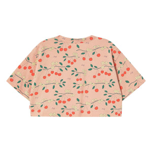 Tinycottons - Crop-Kirschen Bio-Baumwoll-T-Shirt | Rosa
