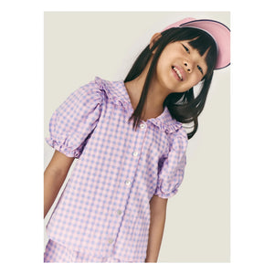 Mipounet - Olie Vichy Bluse mit Claudine-Kragen | Lila
