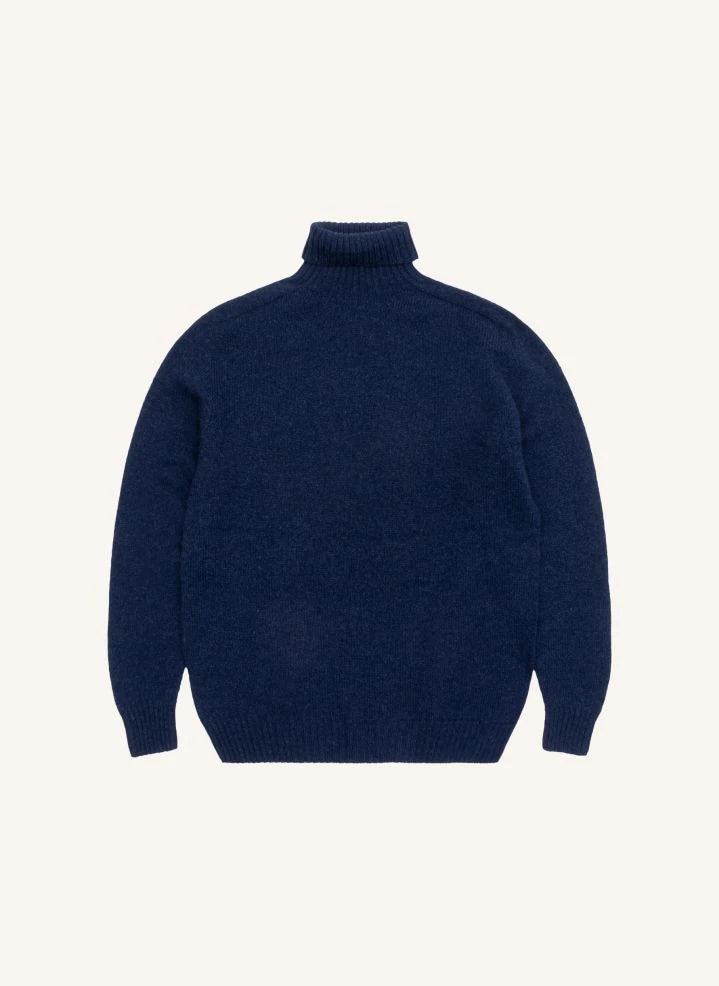 Origin Knitwear - Nahtloser Wollrollkragenpullover | Marineblau