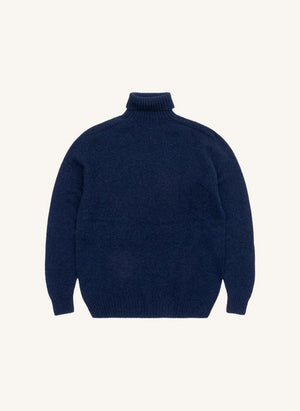 Origin Knitwear - Nahtloser Wollrollkragenpullover | Marineblau