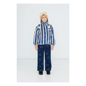 Tinycottons – Gestreifte Fleecejacke | Petrolblau