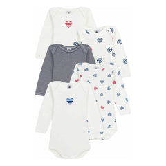 Petit Bateau – Schlafanzug aus Bio-Baumwolle mit 5 Herzen | Weiß