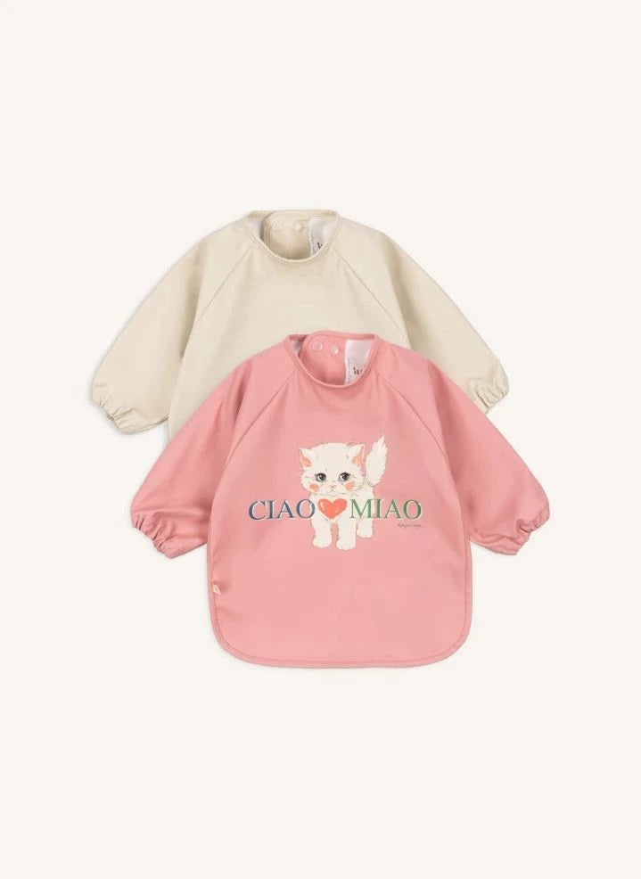 Konges Sløjd - Ciao Miao Lätzchen mit Ärmeln - 2er-Set | Rosa