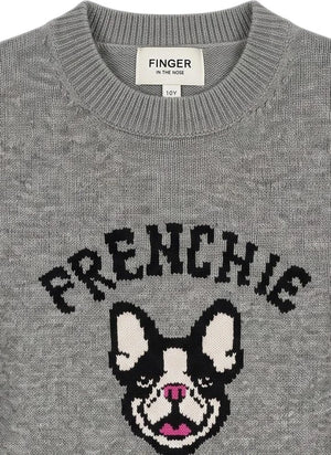 Finger in the nose - Sally Frenchie Merinos Wolle Pullover | Graumelange