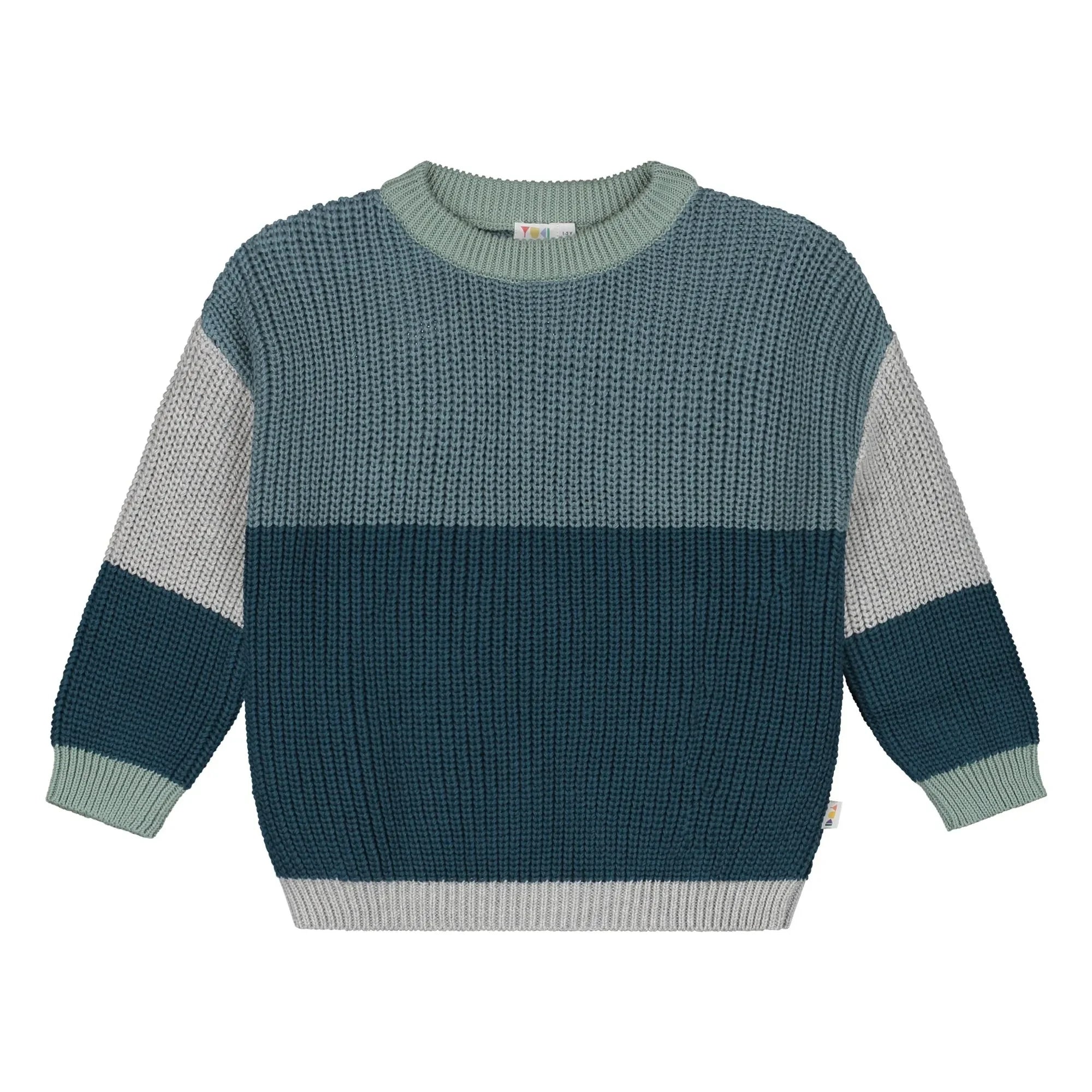 Yuki - Colorblock Bio-Baumwollpullover | Blau