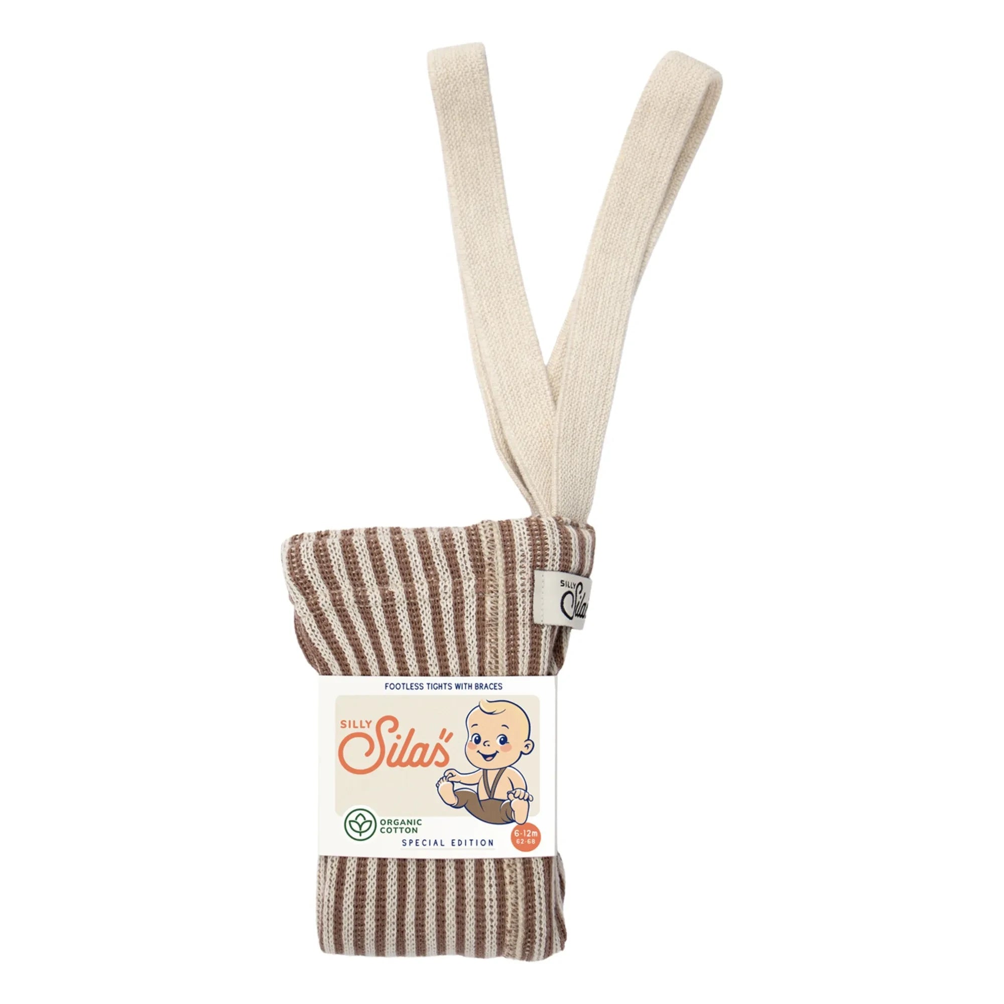 Silly Silas - Gestreifte Strumpfhose aus Bio-Baumwolle | Creme