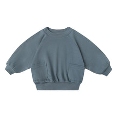 Quincy Mae - Pointelle Sweatshirt aus Bio-Baumwolle | Graublau