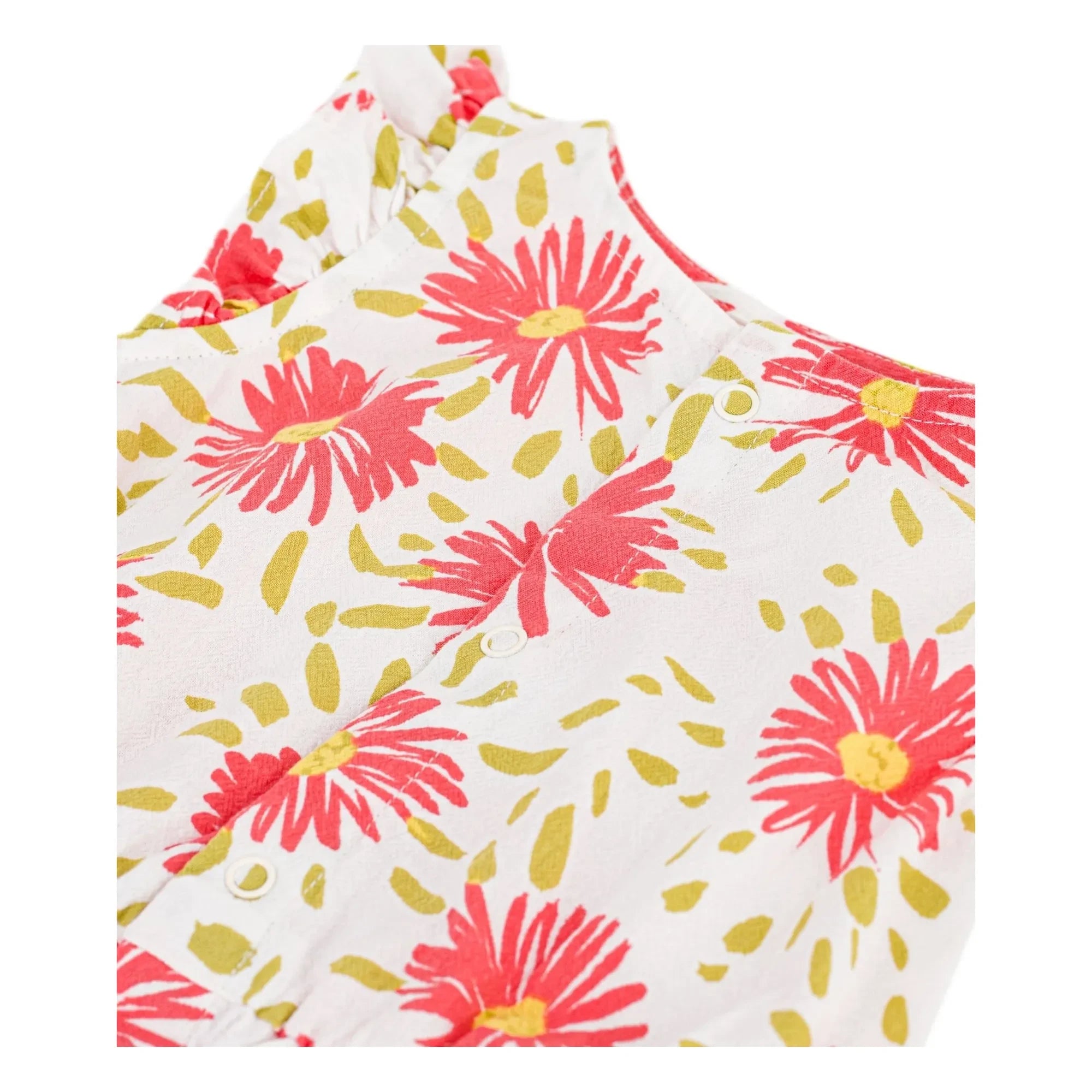 Petit Bateau - Organik Pamuklu Çiçek Desenli Krep Tulum | Beyaz