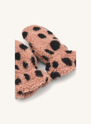 Liewood - Grethe Leopar Recycelte Fleece Sherpa Handschuhe | Blass Rosa