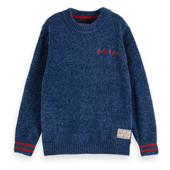 Scotch & Soda – Rollkragenpullover aus Chenille-Strick | Blau
